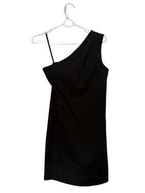BCBGeneration Black One Shoulder Cocktail Mini Dress XS Minimalist 90s Style